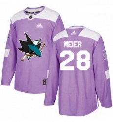 Youth Adidas San Jose Sharks 28 Timo Meier Authentic Purple Fights Cancer Practice NHL Jersey 