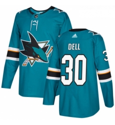 Youth Adidas San Jose Sharks 30 Aaron Dell Authentic Teal Green Home NHL Jersey 