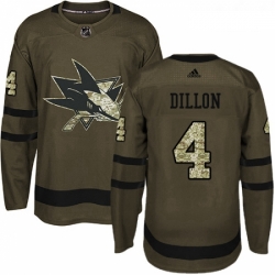 Youth Adidas San Jose Sharks 4 Brenden Dillon Premier Green Salute to Service NHL Jersey 