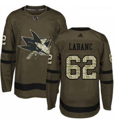 Youth Adidas San Jose Sharks 62 Kevin Labanc Premier Green Salute to Service NHL Jersey 