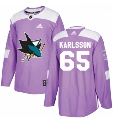 Youth Adidas San Jose Sharks 65 Erik Karlsson Authentic Purple Fights Cancer Practice NHL Jersey 