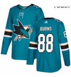 Youth Adidas San Jose Sharks 88 Brent Burns Premier Teal Green Home NHL Jersey 