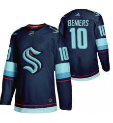 Men Seattle Kraken 10 Matty Beniers Navy Stitched Jersey