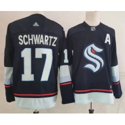 Men Seattle Kraken 17 Jaden Schwartz Navy Blue Adidas Stitched NHL Jersey