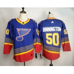 Blues 50 Jordan Binnington Blue Adidas Jersey