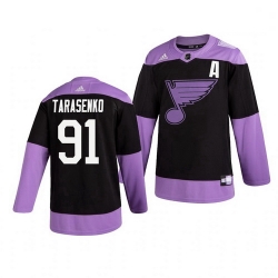 Blues 91 Vladimir Tarasenko Black Purple Hockey Fights Cancer Adidas Jersey