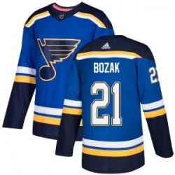 Men Authentic St  Louis Blues 21 Tyler Bozak Blue Home Official Adidas Jersey