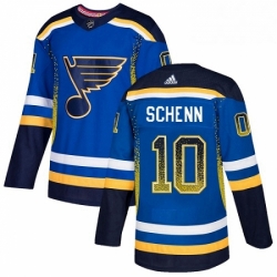 Mens Adidas St Louis Blues 10 Brayden Schenn Authentic Blue Drift Fashion NHL Jersey 