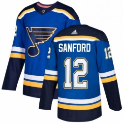 Mens Adidas St Louis Blues 12 Zach Sanford Premier Royal Blue Home NHL Jersey 