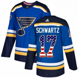 Mens Adidas St Louis Blues 17 Jaden Schwartz Authentic Blue USA Flag Fashion NHL Jersey 