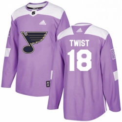 Mens Adidas St Louis Blues 18 Tony Twist Authentic Purple Fights Cancer Practice NHL Jersey 