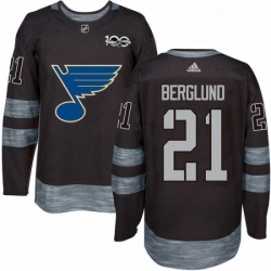 Mens Adidas St Louis Blues 21 Patrik Berglund Authentic Black 1917 2017 100th Anniversary NHL Jersey 