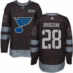 Mens Adidas St Louis Blues 28 Kyle Brodziak Authentic Black 1917 2017 100th Anniversary NHL Jersey 