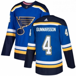 Mens Adidas St Louis Blues 4 Carl Gunnarsson Authentic Royal Blue Home NHL Jersey 