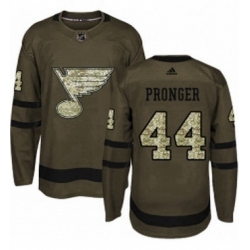 Mens Adidas St Louis Blues 44 Chris Pronger Authentic Green Salute to Service NHL Jersey 