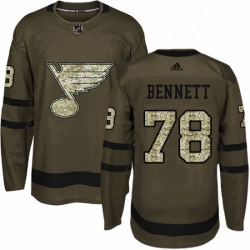 Mens Adidas St Louis Blues 78 Beau Bennett Premier Green Salute to Service NHL Jersey 