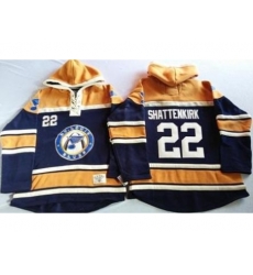 St. Louis Blues 22 Kevin Shattenkirk Navy Blue Gold Sawyer Hooded Sweatshirt Stitched Jersey