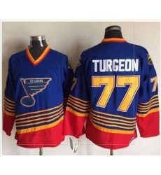 St.Louis Blues #77 Pierre Turgeon Light Blue Red CCM Throwback Stitched NHL Jersey