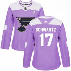 Womens Adidas St Louis Blues 17 Jaden Schwartz Authentic Purple Fights Cancer Practice NHL Jersey 