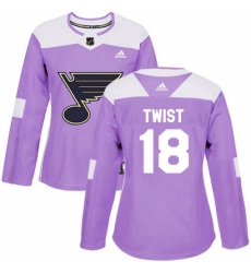 Womens Adidas St Louis Blues 18 Tony Twist Authentic Purple Fights Cancer Practice NHL Jersey 