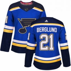 Womens Adidas St Louis Blues 21 Patrik Berglund Premier Royal Blue Home NHL Jersey 