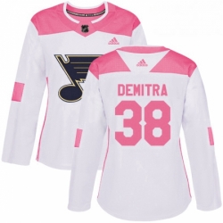 Womens Adidas St Louis Blues 38 Pavol Demitra Authentic WhitePink Fashion NHL Jersey 