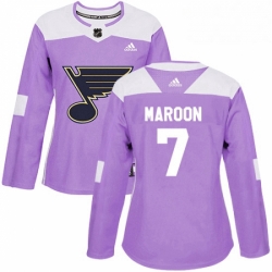 Womens Adidas St Louis Blues 7 Patrick Maroon Authentic Purple Fights Cancer Practice NHL Jersey 