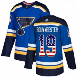 Youth Adidas St Louis Blues 19 Jay Bouwmeester Authentic Blue USA Flag Fashion NHL Jersey 