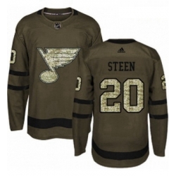 Youth Adidas St Louis Blues 20 Alexander Steen Premier Green Salute to Service NHL Jersey 