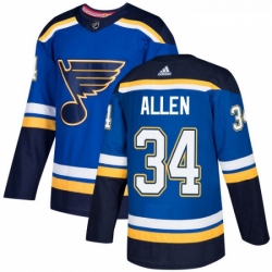 Youth Adidas St Louis Blues 34 Jake Allen Premier Royal Blue Home NHL Jersey 