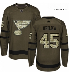 Youth Adidas St Louis Blues 45 Luke Opilka Premier Green Salute to Service NHL Jersey 