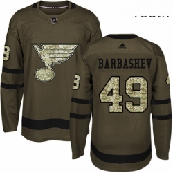 Youth Adidas St Louis Blues 49 Ivan Barbashev Authentic Green Salute to Service NHL Jersey 