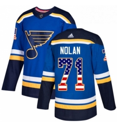 Youth Adidas St Louis Blues 71 Jordan Nolan Authentic Blue USA Flag Fashion NHL Jersey 