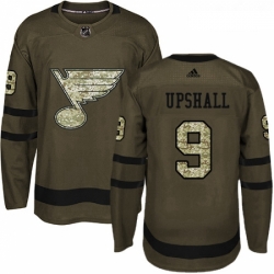 Youth Adidas St Louis Blues 9 Scottie Upshall Authentic Green Salute to Service NHL Jersey 