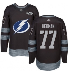 Lightning #77 Victor Hedman Black 1917 2017 100th Anniversary Stitched NHL Jersey