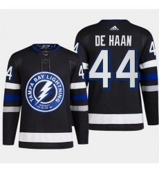 Men Tampa Bay Lightning 44 Calvin De Haan Black Alternate Premier Breakaway Stitched Jersey