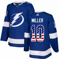 Mens Adidas Tampa Bay Lightning 10 JT Miller Authentic Blue USA Flag Fashion NHL Jersey 