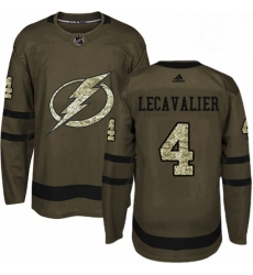 Mens Adidas Tampa Bay Lightning 4 Vincent Lecavalier Authentic Green Salute to Service NHL Jersey 