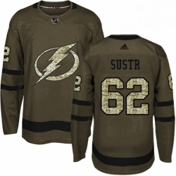 Mens Adidas Tampa Bay Lightning 62 Andrej Sustr Authentic Green Salute to Service NHL Jersey 