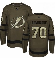 Mens Adidas Tampa Bay Lightning 70 Louis Domingue Authentic Green Salute to Service NHL Jersey 