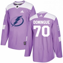 Mens Adidas Tampa Bay Lightning 70 Louis Domingue Authentic Purple Fights Cancer Practice NHL Jerse