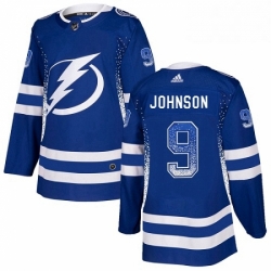 Mens Adidas Tampa Bay Lightning 9 Tyler Johnson Authentic Blue Drift Fashion NHL Jersey 