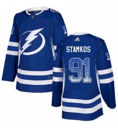 Mens Adidas Tampa Bay Lightning 91 Steven Stamkos Authentic Blue Drift Fashion NHL Jersey 