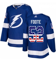 Youth Adidas Tampa Bay Lightning 52 Callan Foote Authentic Blue USA Flag Fashion NHL Jersey 