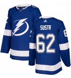 Youth Adidas Tampa Bay Lightning 62 Andrej Sustr Authentic Royal Blue Home NHL Jersey 