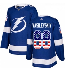 Youth Adidas Tampa Bay Lightning 88 Andrei Vasilevskiy Authentic Blue USA Flag Fashion NHL Jersey 