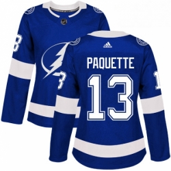 Womens Adidas Tampa Bay Lightning 13 Cedric Paquette Authentic Royal Blue Home NHL Jersey 