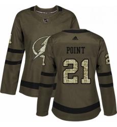 Womens Adidas Tampa Bay Lightning 21 Brayden Point Authentic Green Salute to Service NHL Jersey 