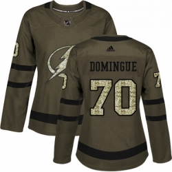 Womens Adidas Tampa Bay Lightning 70 Louis Domingue Authentic Green Salute to Service NHL Jersey 