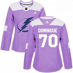 Womens Adidas Tampa Bay Lightning 70 Louis Domingue Authentic Purple Fights Cancer Practice NHL Jersey 